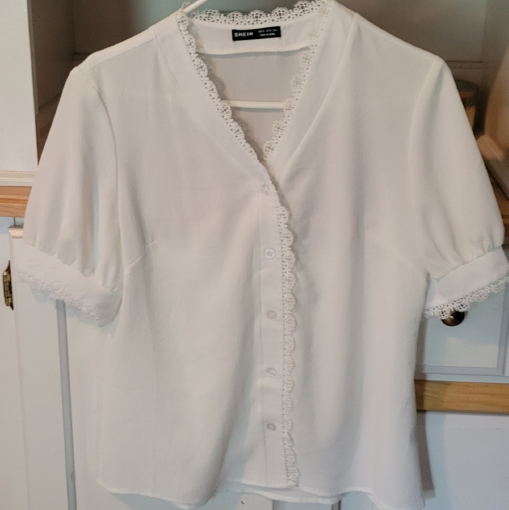 White Crepe Material Blouse